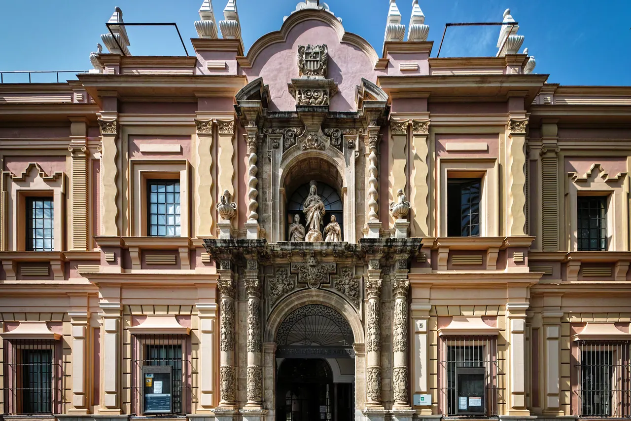 Entrance facade of the Museum of Fine Arts at Plaza del Museo in Seville