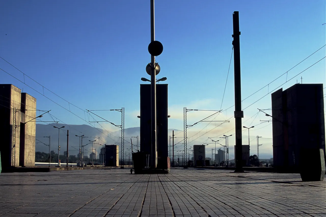 Elevated platforms and concrete structure of Skopje's current railway station