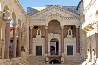 Roman columns and stone architecture around the Peristyle of Diocletian's Palace