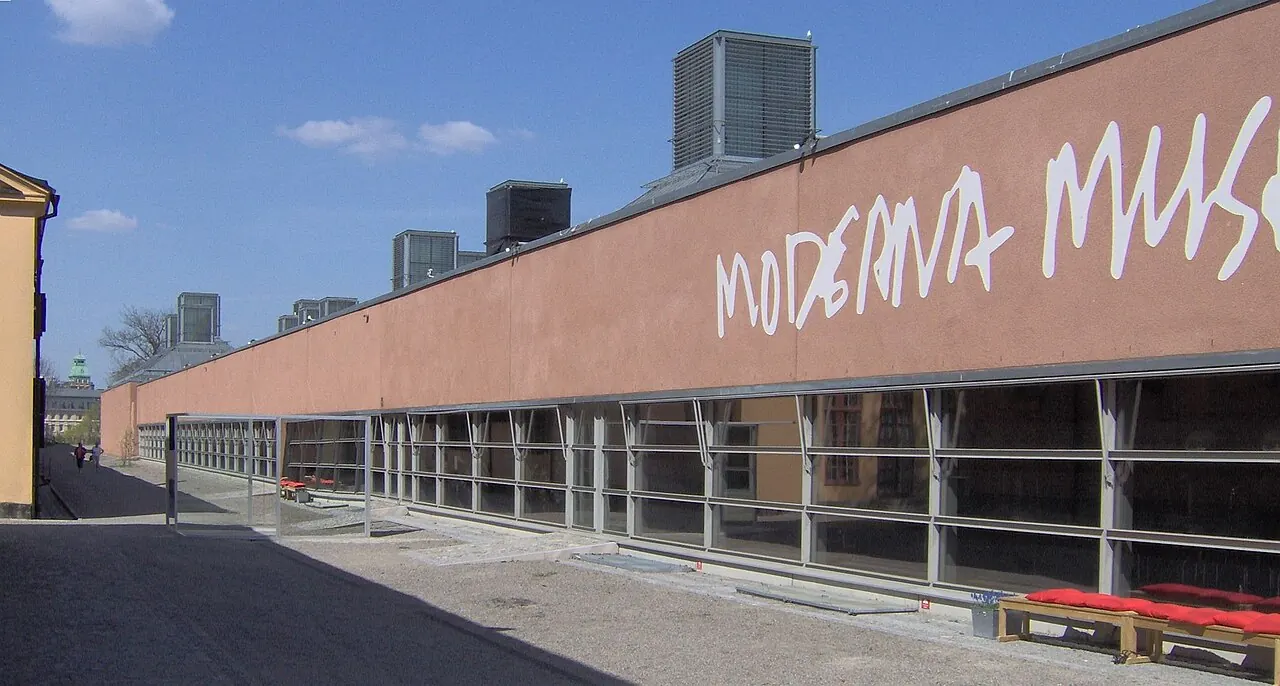 Moderna Museet's low museum building and approach on Skeppsholmen