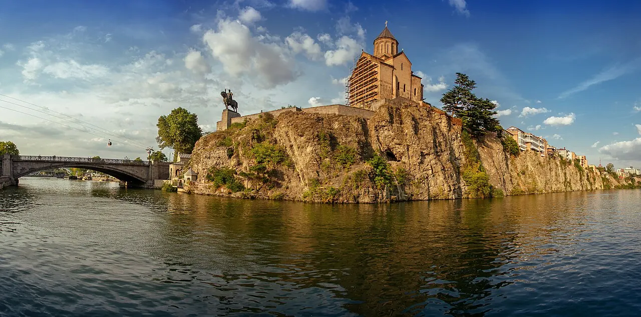 Metekhi Church and the equestrian monument overlooking the Mtkvari River