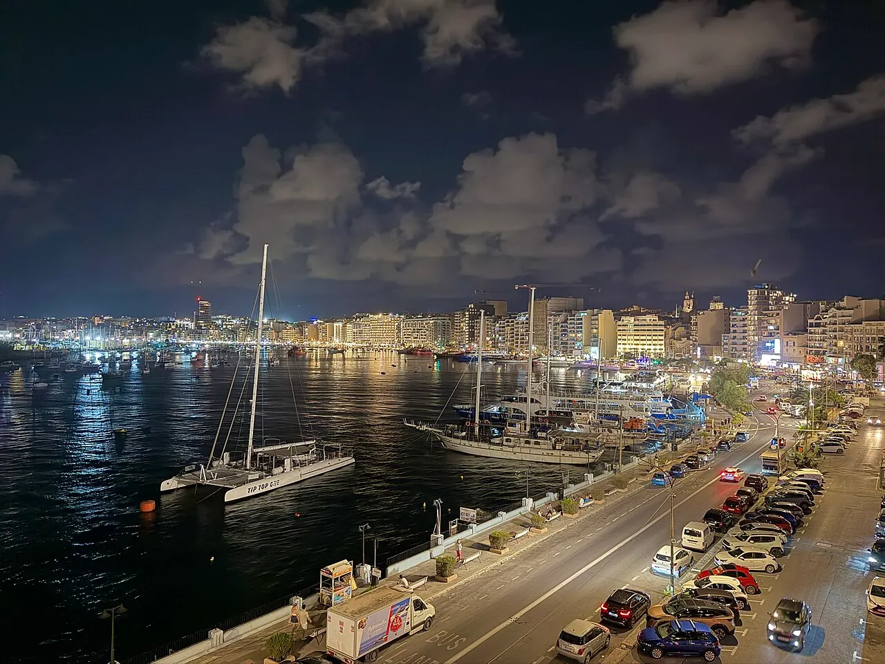 Sliema's waterfront buildings and harbour