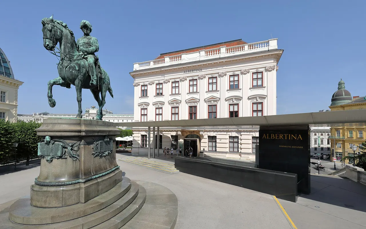 The Albertina museum's elevated terrace and historic facade