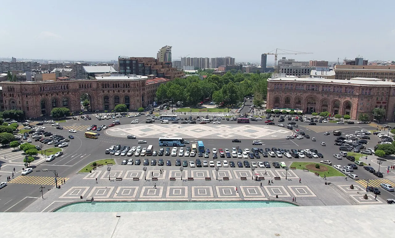 Republic Square with its broad paved spaces and surrounding public buildings